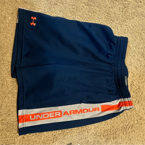 Under Armour Men's Blue and Orange Athletic Shorts - Picture 1 of 2
